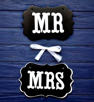 Фотобутофория табличка "Mr&Mrs" 2 предметов, качественный картон, цвет - черный