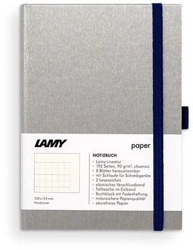 Записная книга Lamy A6 192 страницы в линейку Хром и Синяя (4014519721079)