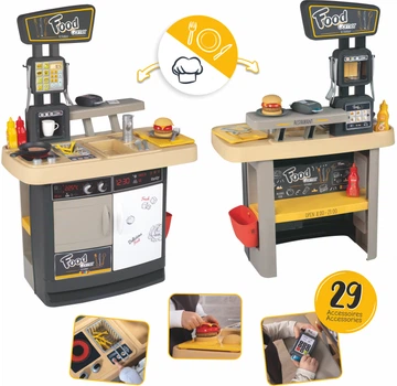 Інтерактивний ресторан Smoby Toys 2 в 1 Бургер Хаус 29 аксесуарів (310910) (3032163109105)