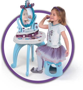 Столик с зеркалом Smoby Toys Фроузен 2 2в1 со стульчиком 10 аксессуаров (3032163202332)
