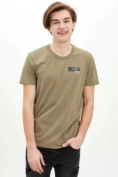 Мужская футболка DeFacto 2XL цвета хаки (DeF T-shirt -7065-4)
