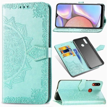 Чехол Vintage для Samsung A10s 2019 / A107F книжка с визитницей кожа PU бирюзовый