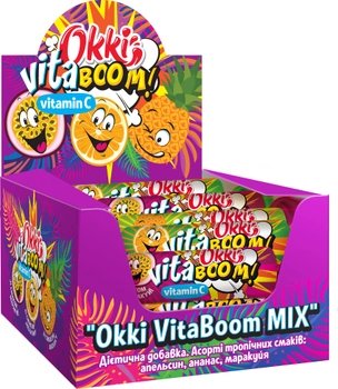 Диетическая добавка Okki VitaBoom MIX ассорти тропических вкусов: апельсин, ананас, маракуйя 30г х 24 шт (4820134141891)