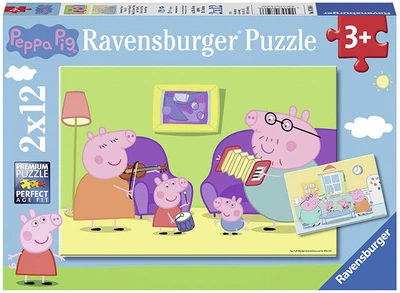 Пазл Ravensburger Свинка Пеппа: музика та сніданок 12 елементів 2 шт. (4005556075966)