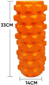 Массажный ролик EasyFit EVA Spikes 33 см оранжевый (роллер, валик, цилиндр МФР и йоги, массажер для спины, ног, рук, шеи)