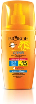 Спрей для безопасного загара Биокон Средняя защита SPF-15 160 мл (4820008311047)