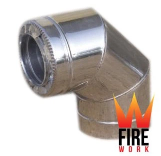 Дымоход Колено термо 90° ø120/180 Fire Work Нержавеющая сталь/Нержавеющая сталь AISI 321 1мм утепленный