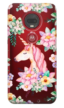 Силиконовый чехол iSwag для Moto G7 Plus Единорог в цветах (M3968)