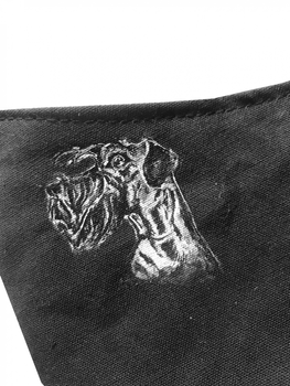 Маска для лица с рисунком ДРУГ собака Цвергшнауцер портрет защитная не стерильная двухслойная не медицинская с художественной росписью Alleya-kartin на резинке 1 шт ткань хлопок цвет черный