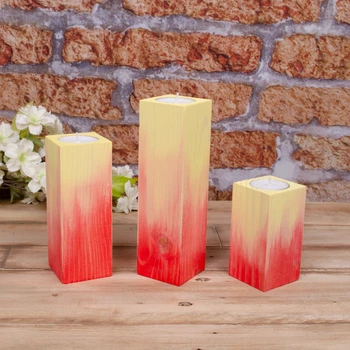 Набір дерев'яних свічників Home Decor 5160-4 червоно-жовтий (3 шт)