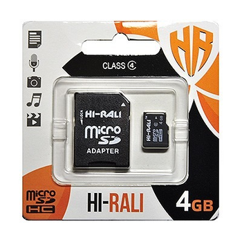Накопичувач microSDHC 4GB HI-RALI Class 4 + SD-adapter (HI-4GBSDCL4-01)