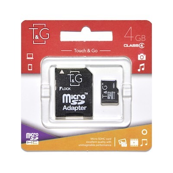 Накопичувач microSDHC 4GB T&G Сlass 4 + SD-adapter (TG-4GBSDCL4-01)