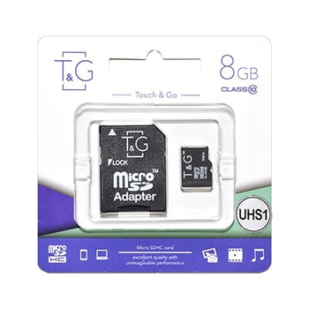 Накопичувач microSDHC 8GB T&G Class 10 UHS-I + SD-adapter (TG-8GBSD10U1-01)
