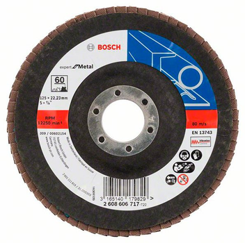 Складчастий шліфкруг Bosch Expert for Metal, 125×22,23 мм, К60 (2608606717)