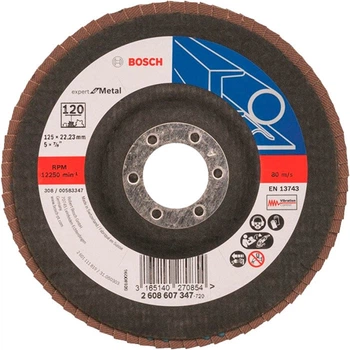 Лепестковый шлифкруг Bosch Expert for Metal, 125х22,23 мм, К120 (2608607347)