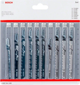 Набор пилок для лобзика Bosch Wood, 10 шт (2607011169)