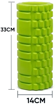 Масажний ролик EasyFit 33 см Multi-Function салатовий (ролер, валик, циліндр для МФР та йоги, масажер для спини, ніг, рук, шиї)