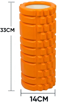 Массажный ролик EasyFit 33 см Multi-Function оранжевый (роллер, валик, цилиндр для МФР и йоги, массажер для спины, ног, рук, шеи)
