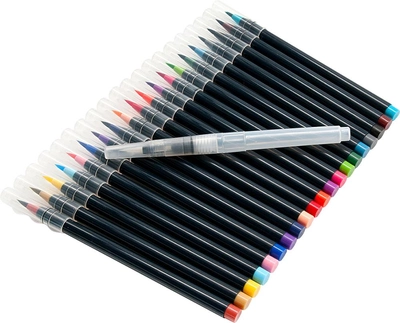 Акварельные кисточки Aikids Waterbrush Pen с красками 20 цветов + контейнер для воды 1 шт (AI-brush20+1)