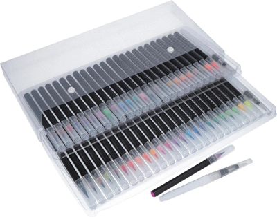 Акварельные кисточки Aikids Waterbrush Pen с красками 48 цветов + контейнер для воды 2 шт (AI-brush48+2)