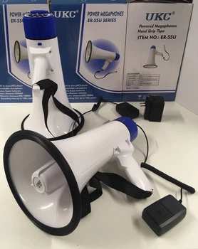 Гучномовець UKC Megaphone ER-55 акумуляторний з записом звуку + дальність покриття до 1000 м 25 Вт Біло-синій