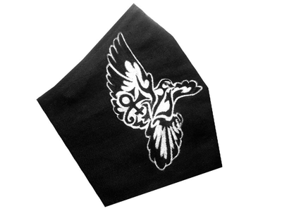 Маска для обличчя з малюнком птах миру ГОЛУБ захисна нестерильна двошарова не медична 1 шт з художнім розписом Alleya-kartin на гумці тканина бавовна колір чорний