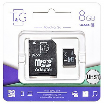 Карта памяти microSDHC T & G 8Gb (UHS-1)(Class 10) + Adapter SD