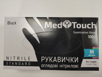 Перчатки нитриловые размер M,черный/ 100 шт Med Touch (Med Touch Black)