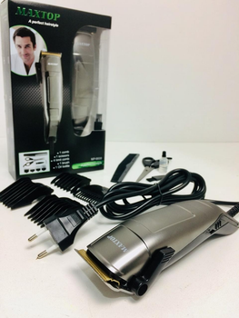Профессиональная машинка для стрижки волос 4 насадки Maxtop MP - 7672 Pro + Ножницы