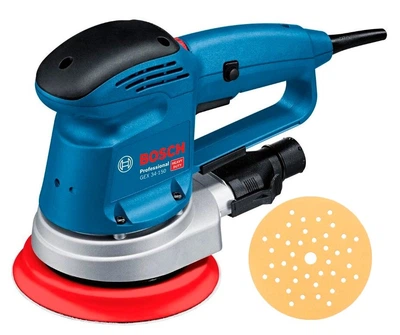 Эксцентриковая шлифмашина Bosch Professional GEX 34-150 + адаптер пылесоса + шлифтарелка + шлифлист С470 (0601372800)