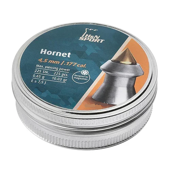 Пули пневм H&N Hornet, 225шт/уп, 0,65 г, 4,5 мм