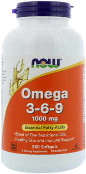 Жирные кислоты Now Foods Омега 3-6-9 1000 мг, 250 желатиновых капсул (733739018373)