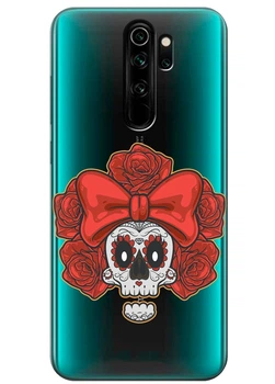 Прозрачный силиконовый чехол iSwag для Xiaomi Redmi Note 8 Pro Готический череп (M4627)