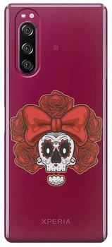 Прозрачный силиконовый чехол iSwag для Sony Xperia 5 Готический череп (M4693)