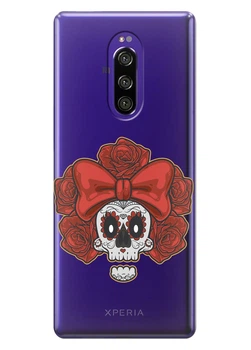 Прозрачный силиконовый чехол iSwag для Sony Xperia 1 Готический череп (M4825)