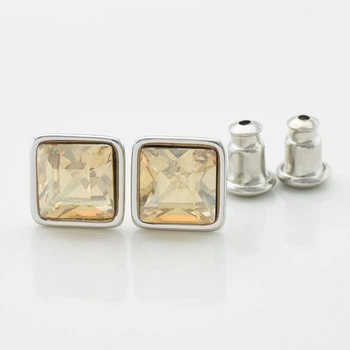 Сережки Xuping з кристалами Swarovski 21402 розмір 7х7 мм колір золота тінь позолота Біле Золото