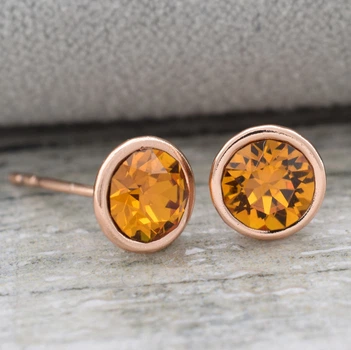 Сережки Xuping з кристалами Swarovski 83112 розмір 7х7 мм колір світлий топаз позолота РО