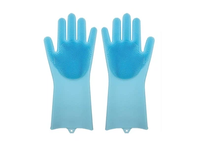 Силиконовые перчатки для уборки и мытья посуды Gloves Pro Original Blue