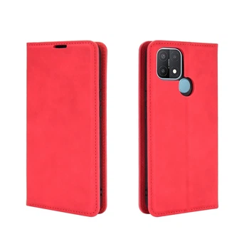 Чехол Taba Retro-Skin для OPPO A15s книжка кожа PU с визитницей красный