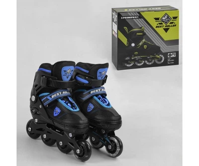 Раздвижные роликовые коньки (Ролики) Best Roller 40455 (размер 31-34, S) колеса PU, светящееся, Черно-синие