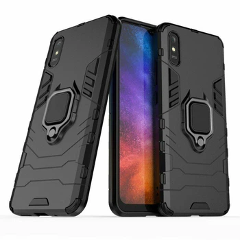 Чехол Fiji Ring для Xiaomi Redmi 9A бронированный бампер с кольцом черный