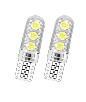 Светодиодная лампа Т10 W5W 6 SMD 5050 стробоскоп 12V Белая silicone FLASH Avtoexpect (10729)