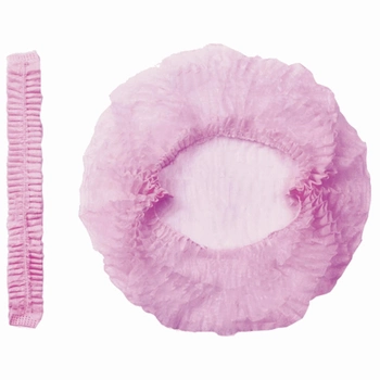 Одноразова шапочка Polix рожева з спанбонду кульбаба на резинцІ 100 штук в упаковці
