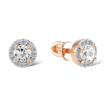 Серьги из красного золота с бриллиантами и топазами 327576