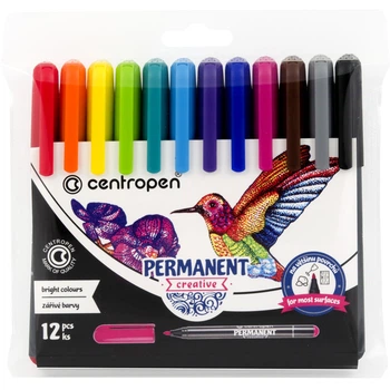 Маркер перманентный Centropen Creative 2 мм 12 штук ассорти (2896/12)
