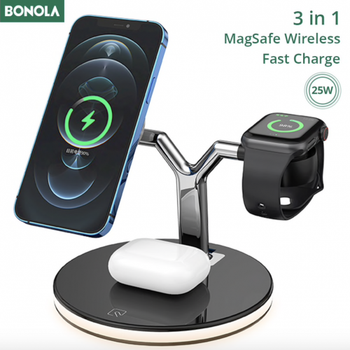 Зарядное устройство Bonola 3-in-1 Wireless Charging Station Dock Magnetic charging 25w Black