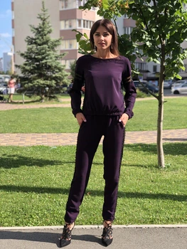 Женский костюм с костюмной ткани Poliit 7144 фиолетовый 40