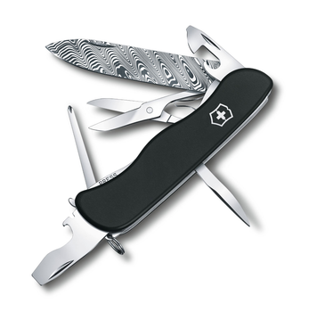 Складной нож Victorinox OUTRIDER Damast 111мм/14функ/черн.мат /lock2/ножн/отверт (Lim.Ed. 5000шт) Vx08501.J17