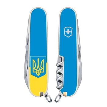 Складной нож Victorinox CLIMBER UKRAINE 91мм/14предм/бел /штоп/ножн/крюк /желт-голуб. с Гербом/голуб. Vx13703.7R3