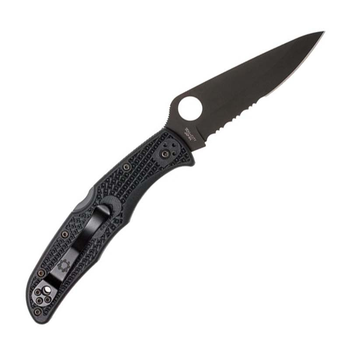 Нож складной Spyderco Endura 4 полусеррейтор (длина: 222мм, лезвие: 96мм, черное), черный